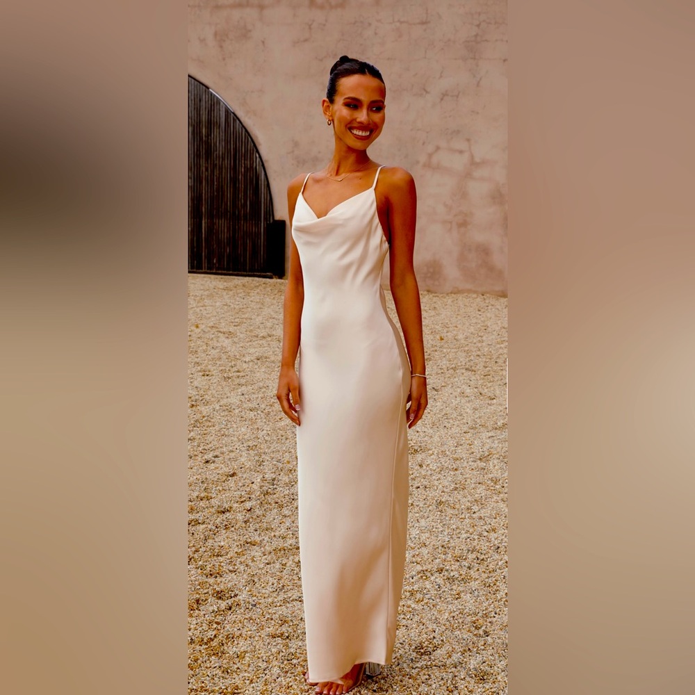 NWT! Billy J Willow Maxi Slipdress in Champagne. Size 10